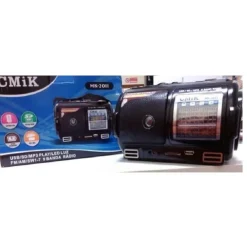 RADIO FM CASSA USB SD MP3 JACK AUX  9 BANDE CON TORCIA A LED NERO