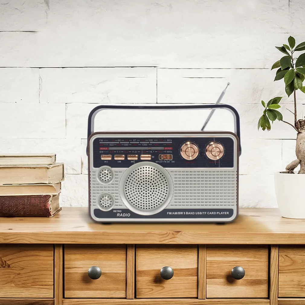 RADIO FM RETRO WIRELESS ALTOPARLANTE MP3 PORTATILE BLUETOOTH USB AUX TF Q-FM01