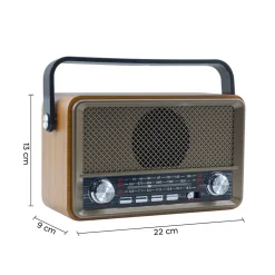 RADIO FM RETRO WIRELESS ALTOPARLANTE MP3 PORTATILE BLUETOOTH USB AUX TF Q-SY500