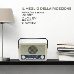 RADIO FM RETRO WIRELESS ALTOPARLANTE MP3 PORTATILE BLUETOOTH USB AUX TF Q-SY500