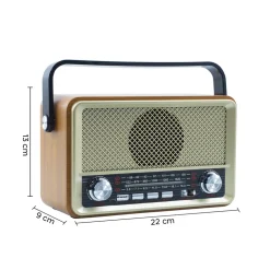 RADIO FM RETRO WIRELESS ALTOPARLANTE MP3 PORTATILE BLUETOOTH USB AUX TF Q-SY500