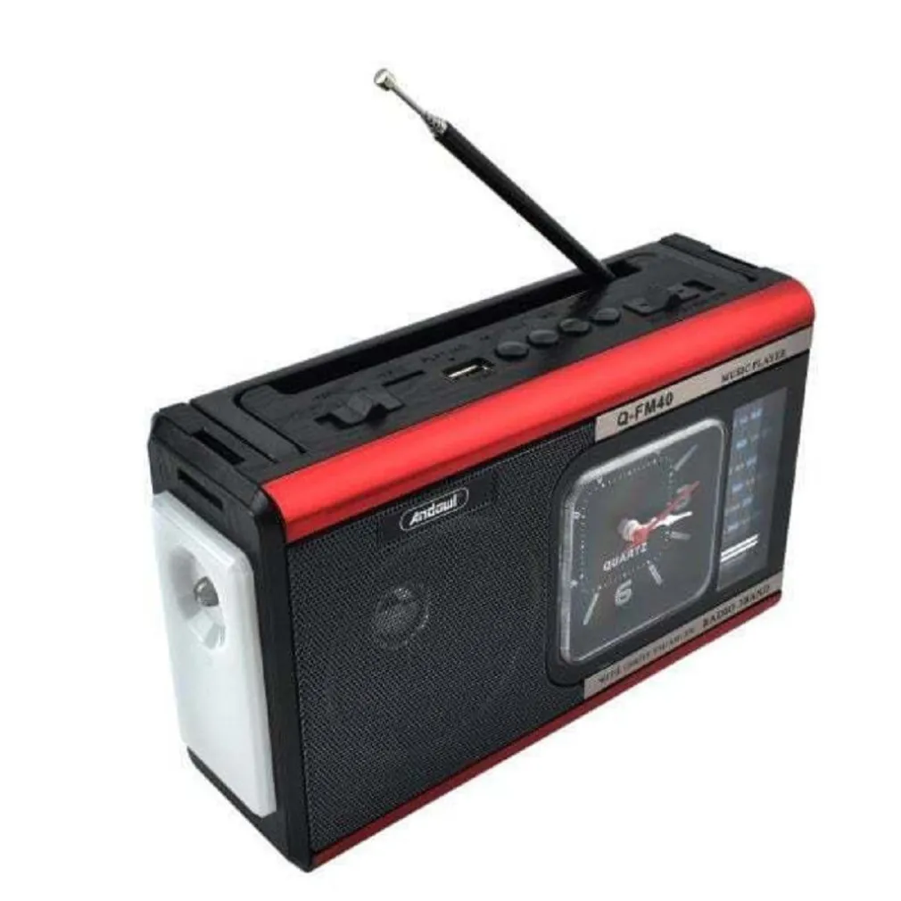 RADIO PORTATILE A BATTERIA USB SVEGLIA Q-FM40 ALTOPARLANTE BLUETOOTH CON TORCIA