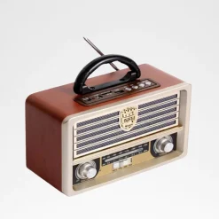 RADIO PORTATILE MUSICA SVEGLIA DESIGN RETRO STILE USA VINTAGE USB FM/AM Q-YX2022