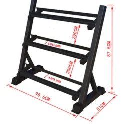 RASTRELLIERA SUPPORTO RACK STAND PER MANUBRI NERO A 3 RIPIANI LIVELLI HOME GYM