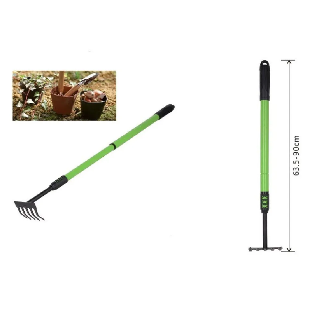 RASTRELLO A 5 DENTI CON MANICO ALLUNGABILE ATTREZZO PER GIARDINO 63.5-90CM 90073