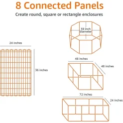 RECINZIONE IN METALLO PER CANI PIEGHEVOLE PER ESERCIZIO 152,4 X 152,4 X 91,4 CM