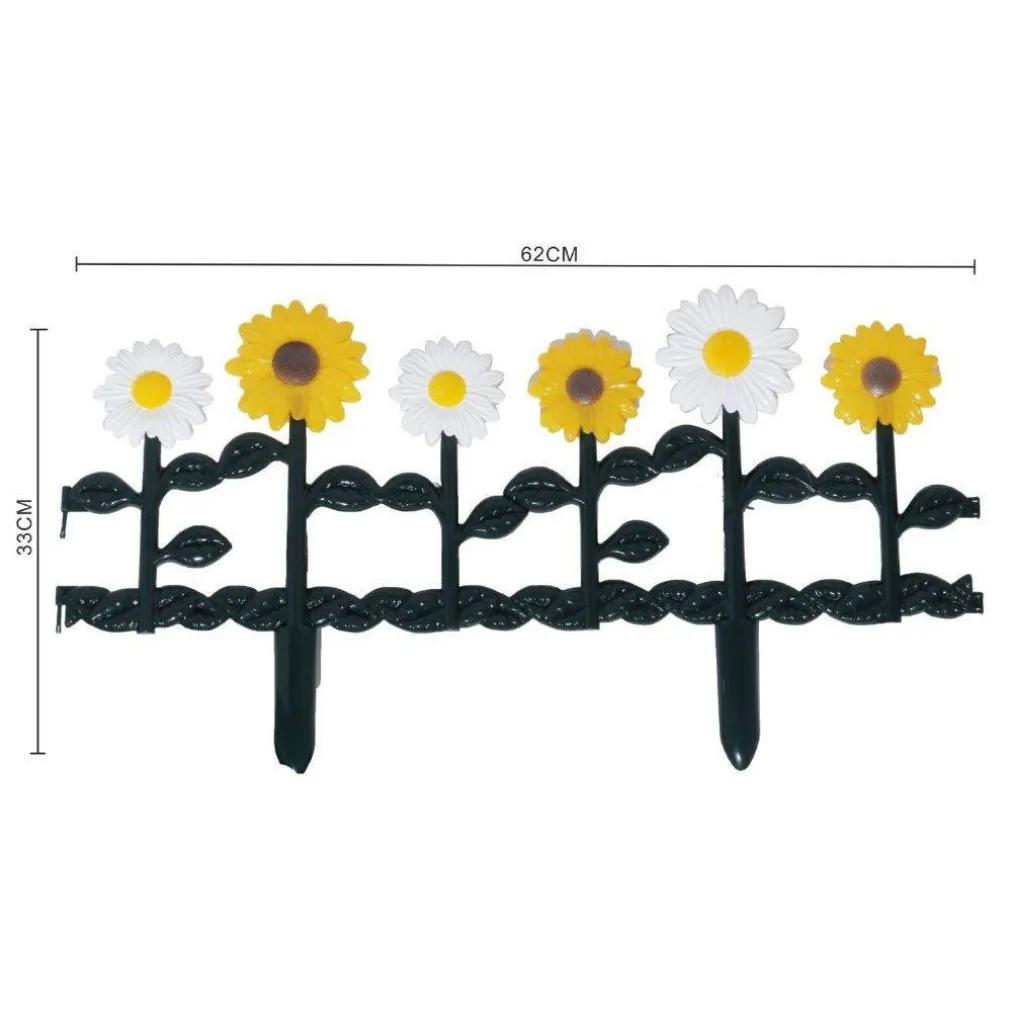 RECINZIONE PER GIARDINO STECCATO FORMA FIORE IN PLASTICA ARREDO GIARDINO 33X62CM