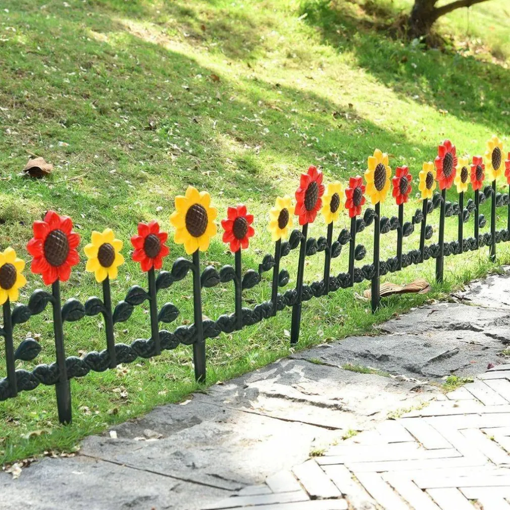 RECINZIONE PER GIARDINO STECCATO FORMA FIORE IN PLASTICA ARREDO GIARDINO 33X62CM
