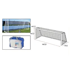 RETE CALCIO PORTA PIEGHEVOLE CORTILE SENZA CORNICE PER BAMBINI ADULTI 5.5X2.1 MT