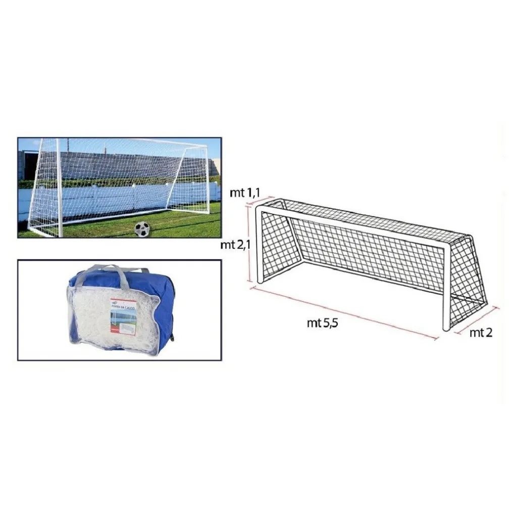 RETE CALCIO PORTA PIEGHEVOLE CORTILE SENZA CORNICE PER BAMBINI ADULTI 5.5X2.1 MT