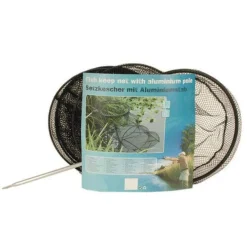 RETE DA PESCA CON PALO ALLUMINIO PESCI GAMBERI 36X140 CM KIT MARE LAGO FIUME