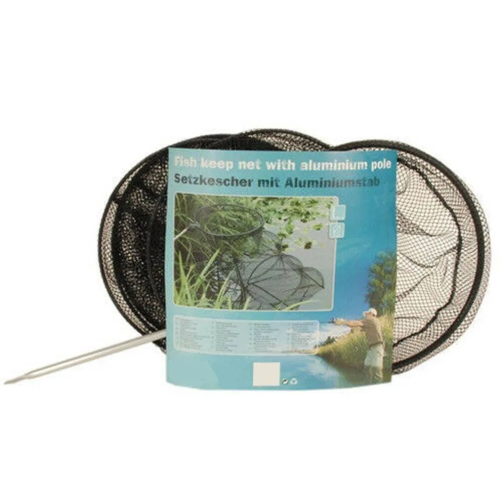 RETE DA PESCA CON PALO ALLUMINIO PESCI GAMBERI 36X140 CM KIT MARE LAGO FIUME