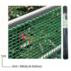 RETE PROTETTIVA IN PLASTICA PER AIUOLE 1 X 5 MT A MAGLIA QUADRATA 5X5 MM 016353