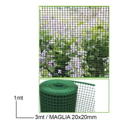 RETE PROTETTIVA IN PLASTICA PER AIUOLE 1 X 3 MT A MAGLIA QUADRATA 20X20 MM 18261