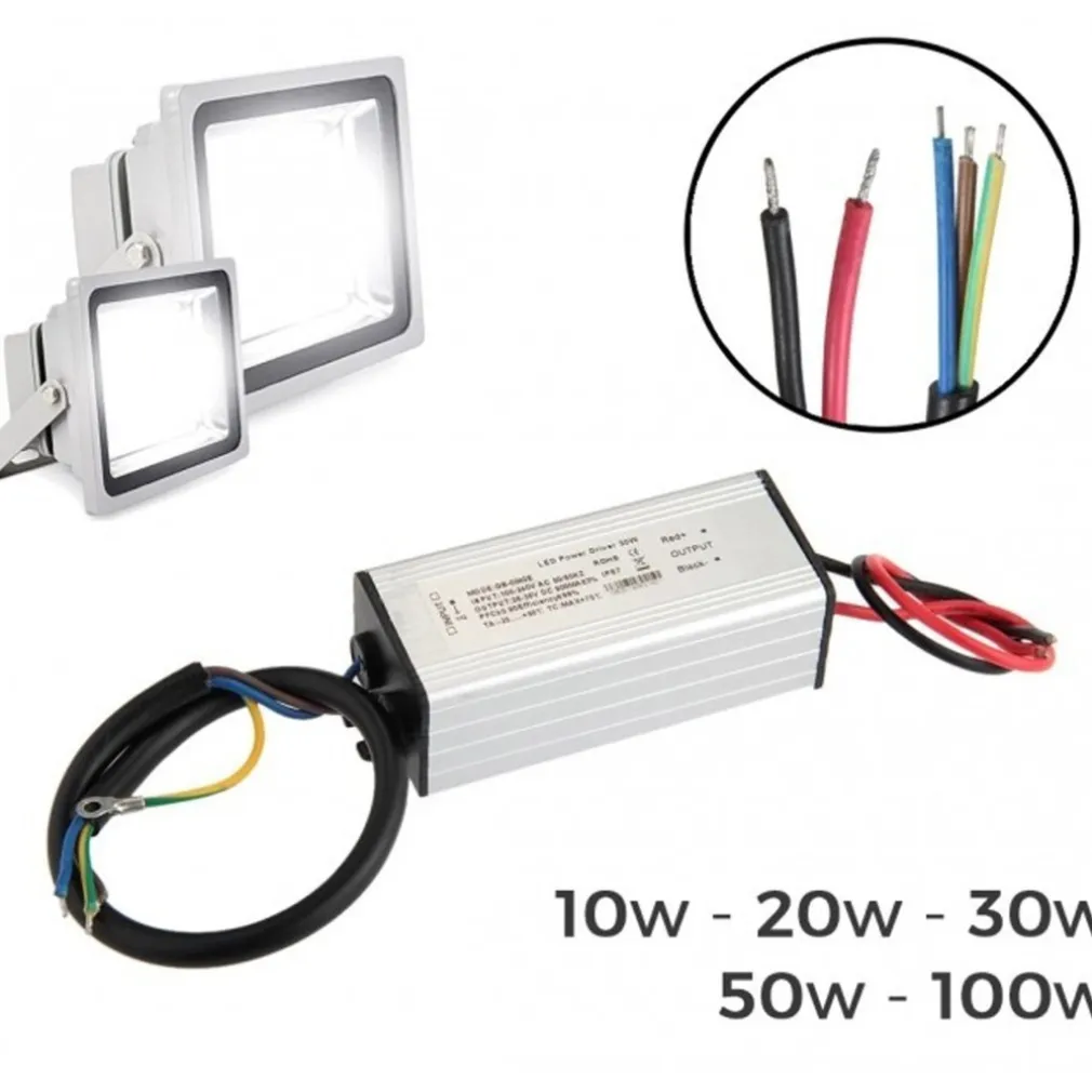 RICAMBIO LED DRIVER 10W 20W 30W 50W PER FARO A LED CORRENTE CONTINUA ALLUMINIO