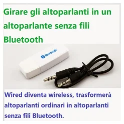RICEVITORE AUDIO MUSICA WIRELESS BLUETOOTH USB STEREO PER SMARTPHONE TABLET E PC