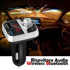 RICEVITORE AUDIO PER AUTO WIRELESS UNIVERSALE BLUETOOTH ACCESSORI USB E VIVAVOCE