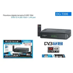 RICEVITORE DECODER DIGITALE TERRESTRE DVB-T2 H.265 10BIT LAN TELECOMANDO DG-T006