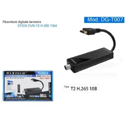 RICEVITORE DIGITALE TERRESTRE DECODER STICK DVB-T2 HEVC H265 10BIT HDMI DG-T007