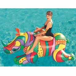 RINOCERONTE FASHION CAVALCABILE GIGANTE 201 X 102 CM GONFIABILE MULTICOLORE
