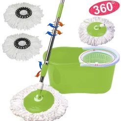 ROTATING MOP ROTO MOP MOCIO ROTANTE IN MICROFIBRA CON SECCHIO STRIZZATORE 360°