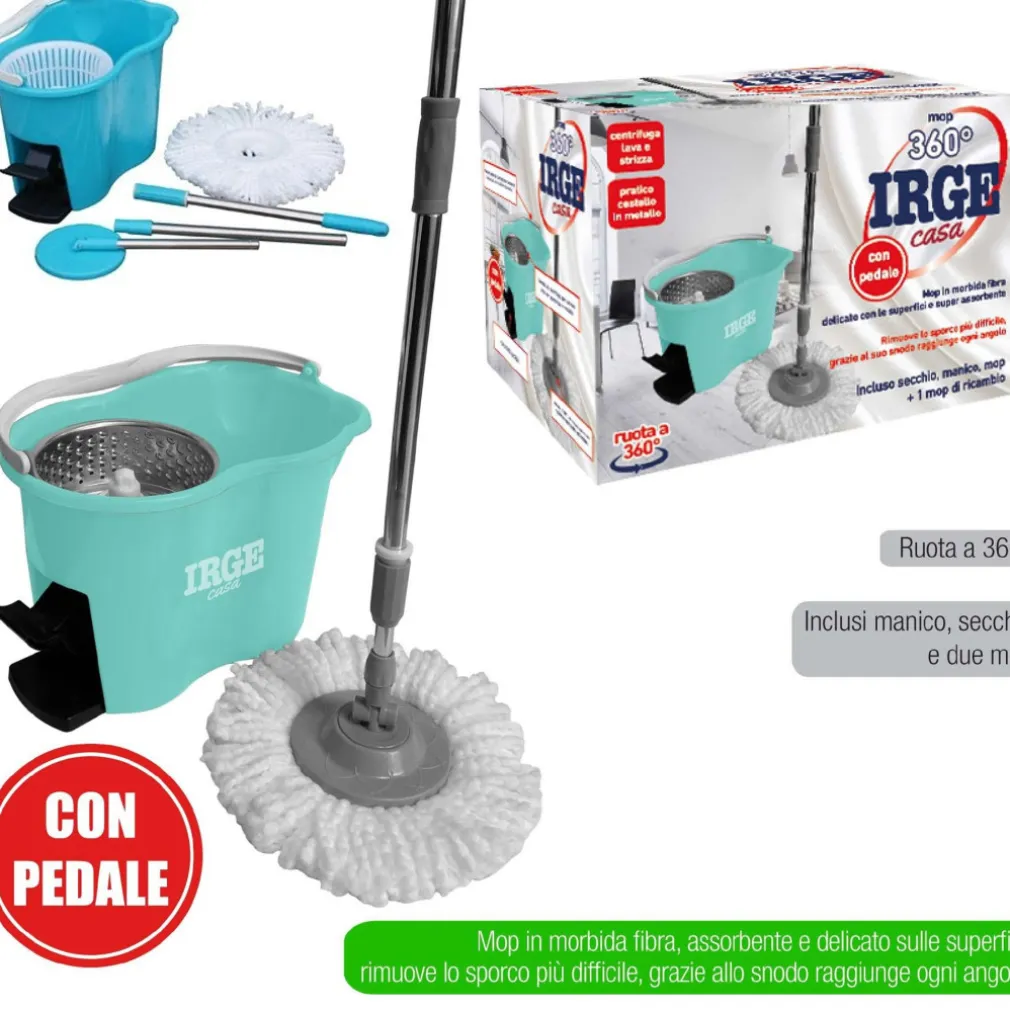 ROTATING ROTO MOP MOCIO ROTANTE IN MICROFIBRA CON SECCHIO STRIZZATORE FILTRANTE