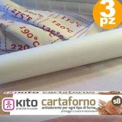 ROTOLO BOBINA CARTA FORNO S8 41GR/MQ PER ALIMENTI 3 MT 280° PER DOLCI BISCOTTI