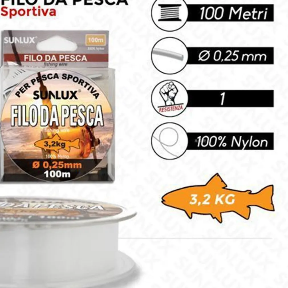 ROTOLO LENZA FILO DA PESCA BOBINA DA 100 METRI DIAM 0,25MM RESISTENTE IN NYLON