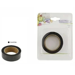 ROTOLO NASTRO ADESIVO PER STOFFA TESSUTI TERMOADESIVO NERO 20 MM X 10 MT