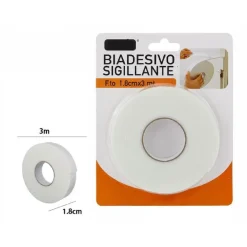 ROTOLO NASTRO BIADESIVO SIGILLANTE BIANCO 1,8 CM X 3 METRI SIGILLA RIPARA 69825