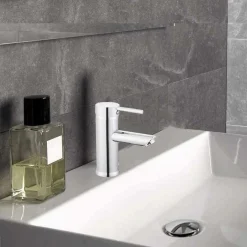 RUBINETTO BAGNO CROMATO LUCIDO MISCELATORE ORIENTABILE LAVABO A CANNA BASSA 87386