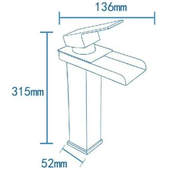 RUBINETTO BAGNO DESIGN MODERNO A CASCATA MISCELATORE MONOCOMANDO ALTO CROMATO