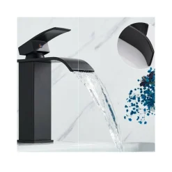 RUBINETTO BAGNO LAVABO MISCELATORE A CASCATA NERO OTTONE MONOCOMANDO MODERNO