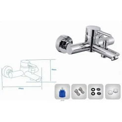 RUBINETTO BAGNO MODERNO CROMATO LUCIDO MISCELATORE ORIENTABILE PER VASCA 87390