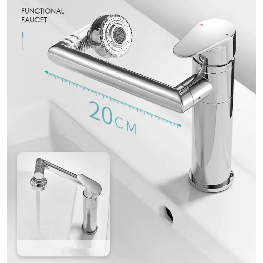 RUBINETTO MISCELATORE PER LAVABO LAVANDINO GIREVOLE 360° CON DOPPIO AREATORE