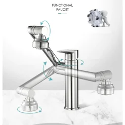 RUBINETTO MISCELATORE PER LAVABO LAVANDINO GIREVOLE 360° CON DOPPIO AREATORE