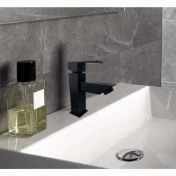 RUBINETTO PER BAGNO ULTRA MODERNO MISCELATORE ORIENTABILE LAVABO NERO OPACO 87207