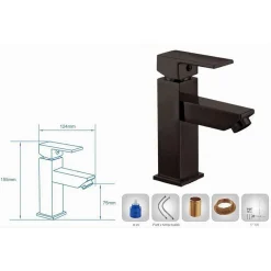 RUBINETTO PER BAGNO ULTRA MODERNO MISCELATORE ORIENTABILE LAVABO NERO OPACO 87207