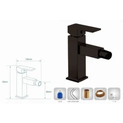 RUBINETTO PER BAGNO ULTRA MODERNO MISCELATORE ORIENTABILE BIDET NERO OPACO 87208