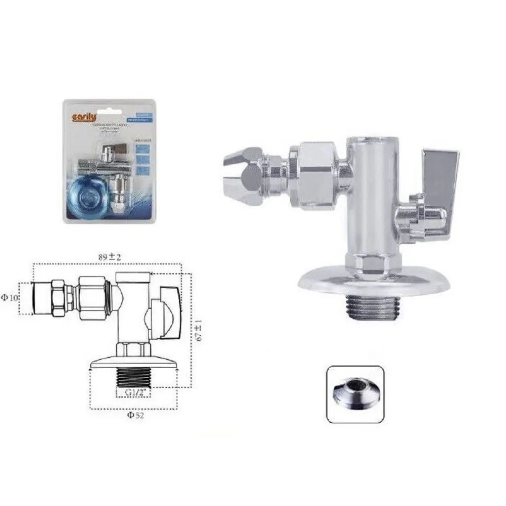 RUBINETTO SOTTOLAVABO A SFERA CON FILTRO SNODO 1/2 3/8 BIDET BAGNO CUCINA 59350