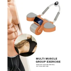RUOTA PER ADDOMINALE CON RULLO PER ESERCIZI CON SUPPORTO GOMITI TIMER PORTACELLULARE