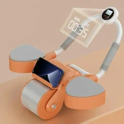 RUOTA PER ADDOMINALE CON RULLO PER ESERCIZI CON SUPPORTO GOMITI TIMER PORTACELLULARE
