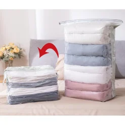 SACCHETTO BORSA SOTTOVUOTO VESTITI PIUMINI CASA NESSUNA POMPA SALVASPAZIO ARMADIO 50X70X32CM