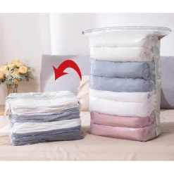 SACCHETTO BORSA SOTTOVUOTO VESTITI PIUMINI CASA NESSUNA POMPA SALVASPAZIO ARMADIO 80X100X32CM