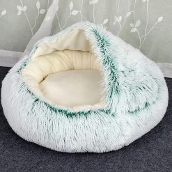 SACCO A PELO SEMICHIUSO IN PELLICCIA SINTETICA MORBIDO PER GATTI CANI VERDE 40CM