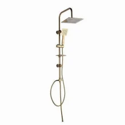 SALISCENDI BAGNO COLONNA DOCCIA MISCELATORE ORO SOFFIONE QUADRATO DOCCETTA 87305