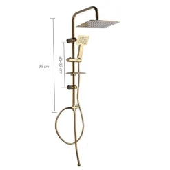 SALISCENDI BAGNO COLONNA DOCCIA MISCELATORE ORO SOFFIONE QUADRATO DOCCETTA 87305