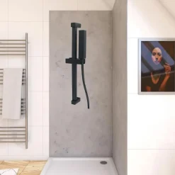 SALISCENDI 60CM DOCCIA NERO CON DOCCINO SOFFIONE QUADRATO BAGNO 87495 TUBO 180CM