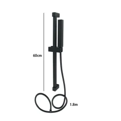SALISCENDI 60CM DOCCIA NERO CON DOCCINO SOFFIONE QUADRATO BAGNO 87495 TUBO 180CM