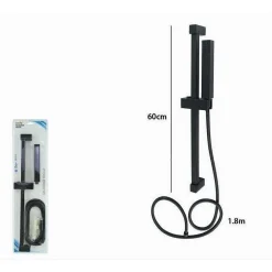 SALISCENDI 60CM DOCCIA NERO CON DOCCINO SOFFIONE QUADRATO BAGNO 87495 TUBO 180CM